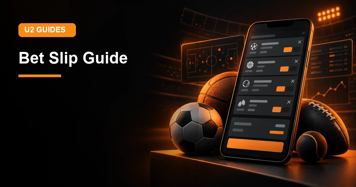 U2 Casino bet slip guide with a generic mobile sports interface